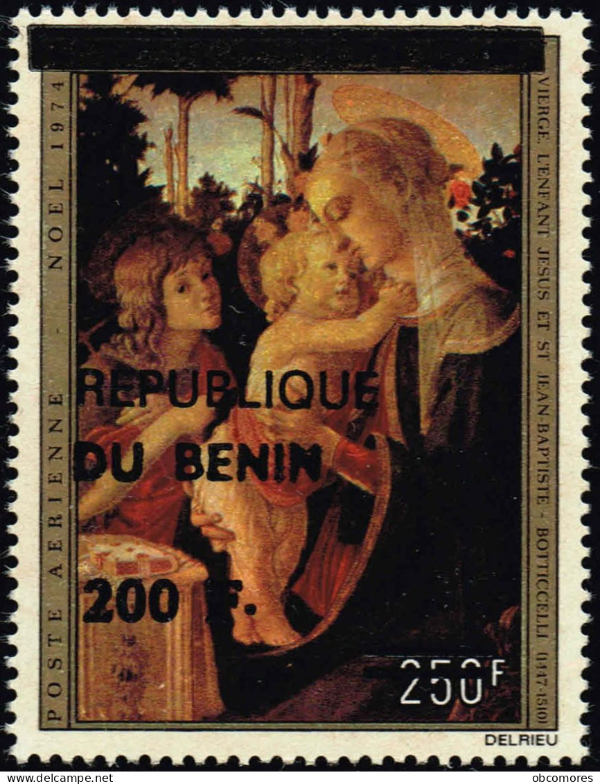 Benin 1994 Overprint Surcharge 200 F - Mi 616 Sc C446 - Christmas Noël 1974 Botticcelli Virgin - CV 60 Euros MNH ** - Madonnas