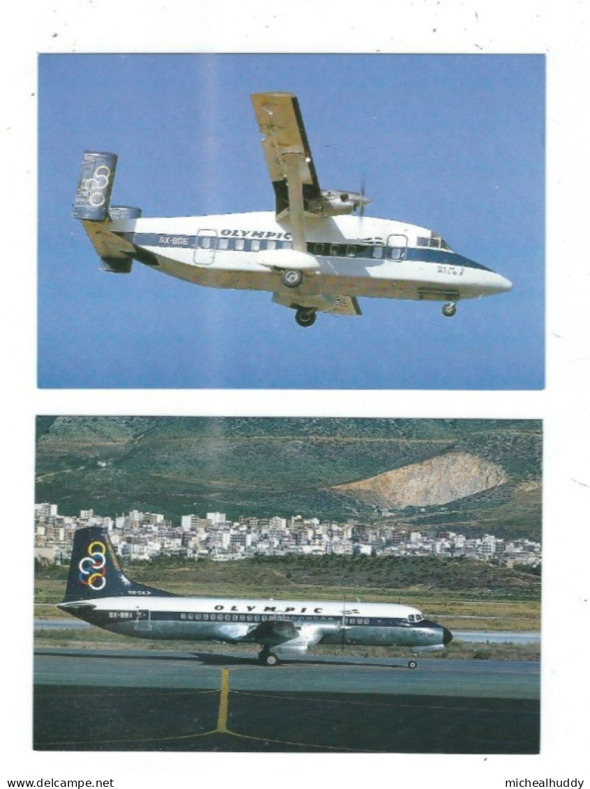 2 POSTCARDS    AIR  OLYMPIC  YS11A -520   /SHORTS 330-200   AIRCRAFT - 1946-....: Moderne