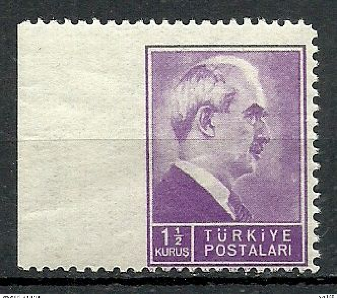 Turkey; 1942 1st Inonu Issue 1 1/2 K. ERROR "Imperf. Edge" - Ungebraucht