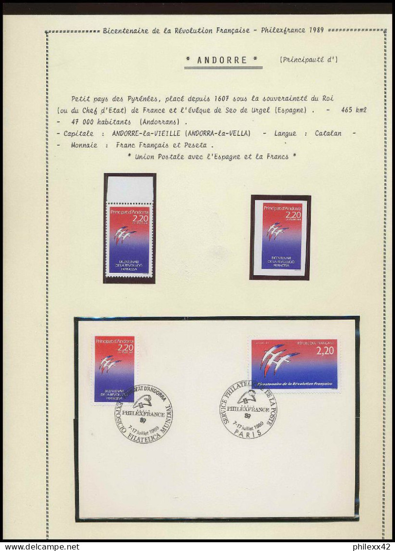 556 Andorre (andorra) Bicentenaire Révolution Francaise N° 376 + Non Dentelé ** Imperf + FDC  France - French Revolution