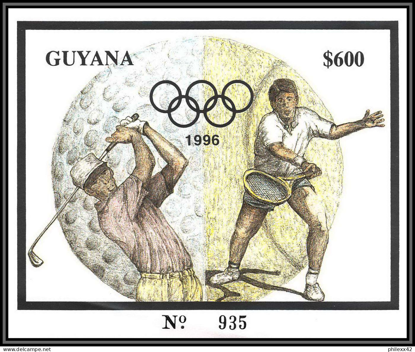 86197/ Guyana Mi N°320 Argent Silver Atlanta 1996 Jeux Olympiques Olympic Games Tennis Golf 600$ ** MNH - Guyana (1966-...)