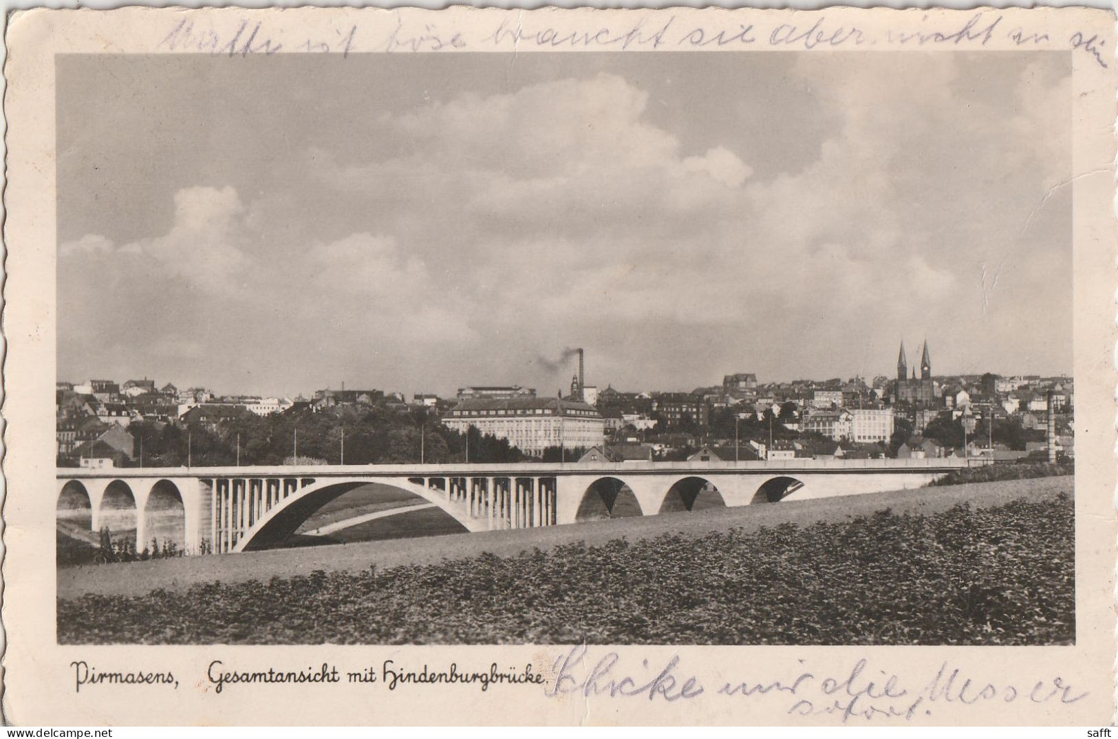 AK Pirmasens, Gesamtansicht Mit Hindenburgbrücke 1939 - Pirmasens