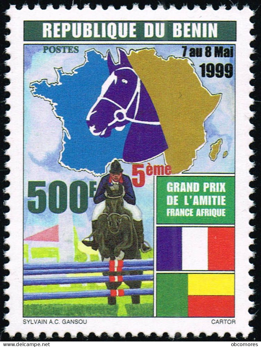 Benin 1999 - Mi 1227 Sc 1157A - Horse Racing - Grand Prix De L'amitié 500 F MNH ** - Hippisme