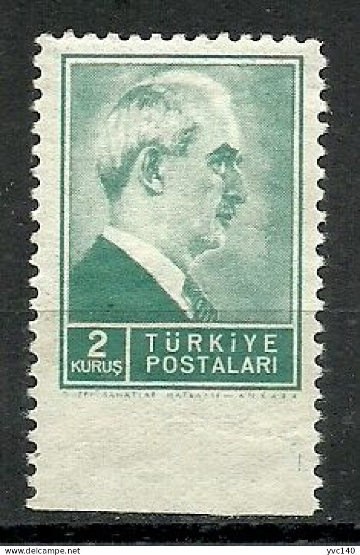 Turkey; 1942 1st Inonu Issue 2 K. ERROR "Imperf. Edge" - Ongebruikt