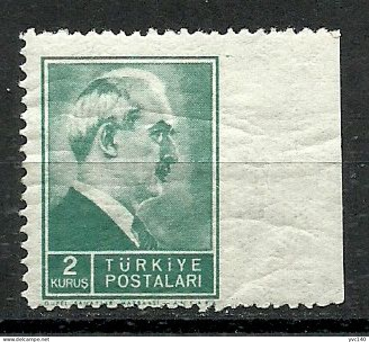 Turkey; 1942 1st Inonu Issue 2 K. ERROR "Imperf. Edge" - Unused Stamps