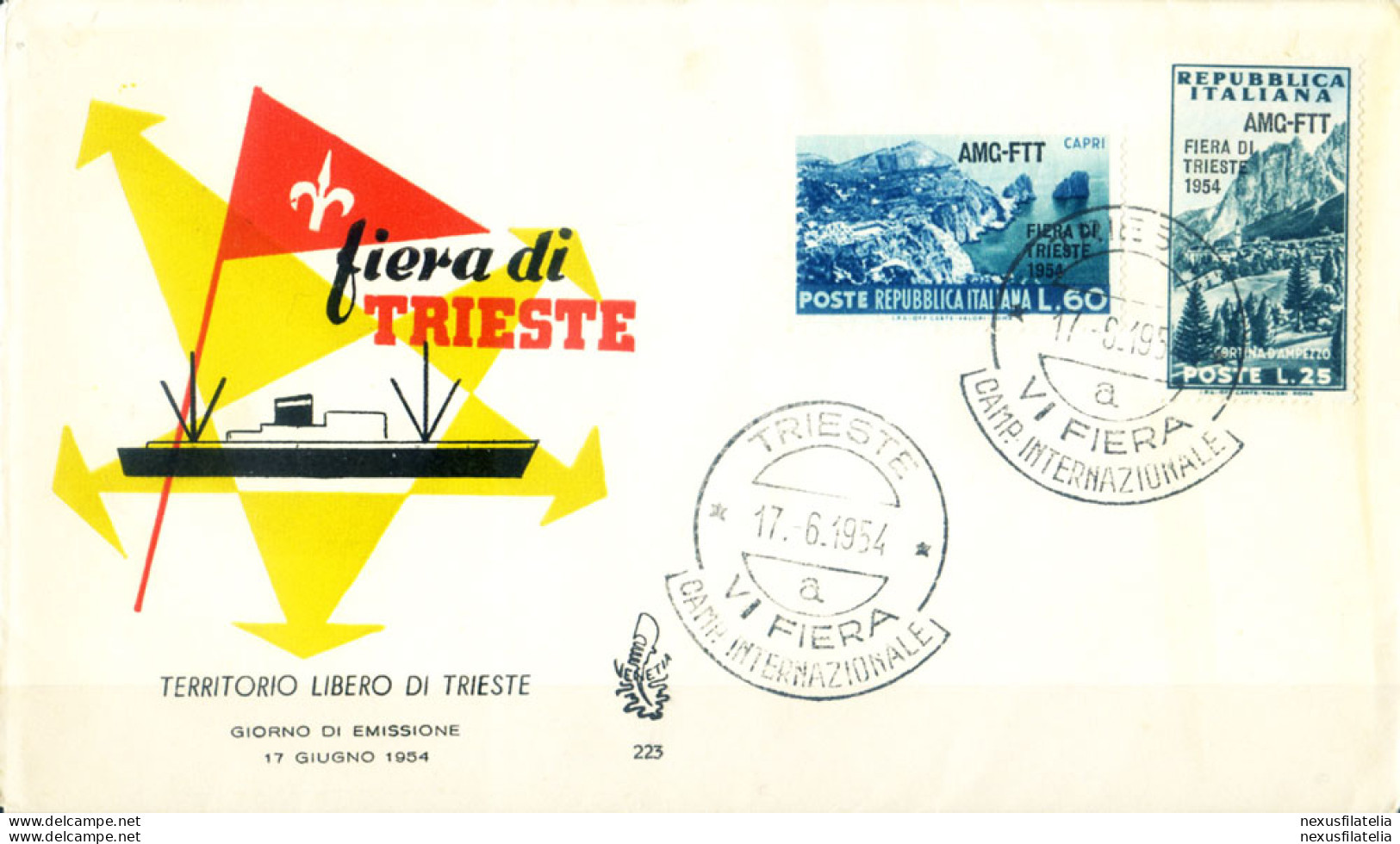 Zona A. Fiera Di Trieste FDC 1954. - Autres & Non Classés