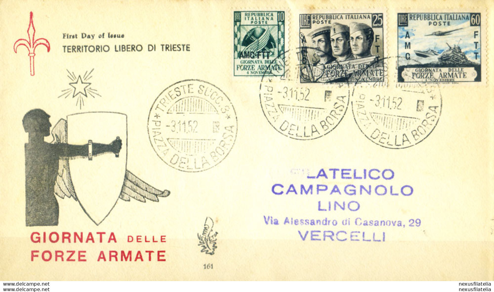 Zona A. Forze Armate FDC 1952. - Other & Unclassified