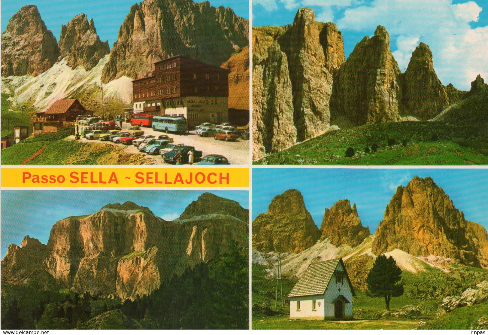 (Italie) PASSO SELLA SELLAJOCH Voiture Auto Car Fiat 500 Cocci Autobus, Autocar Bus Car Simca - Busse & Reisebusse