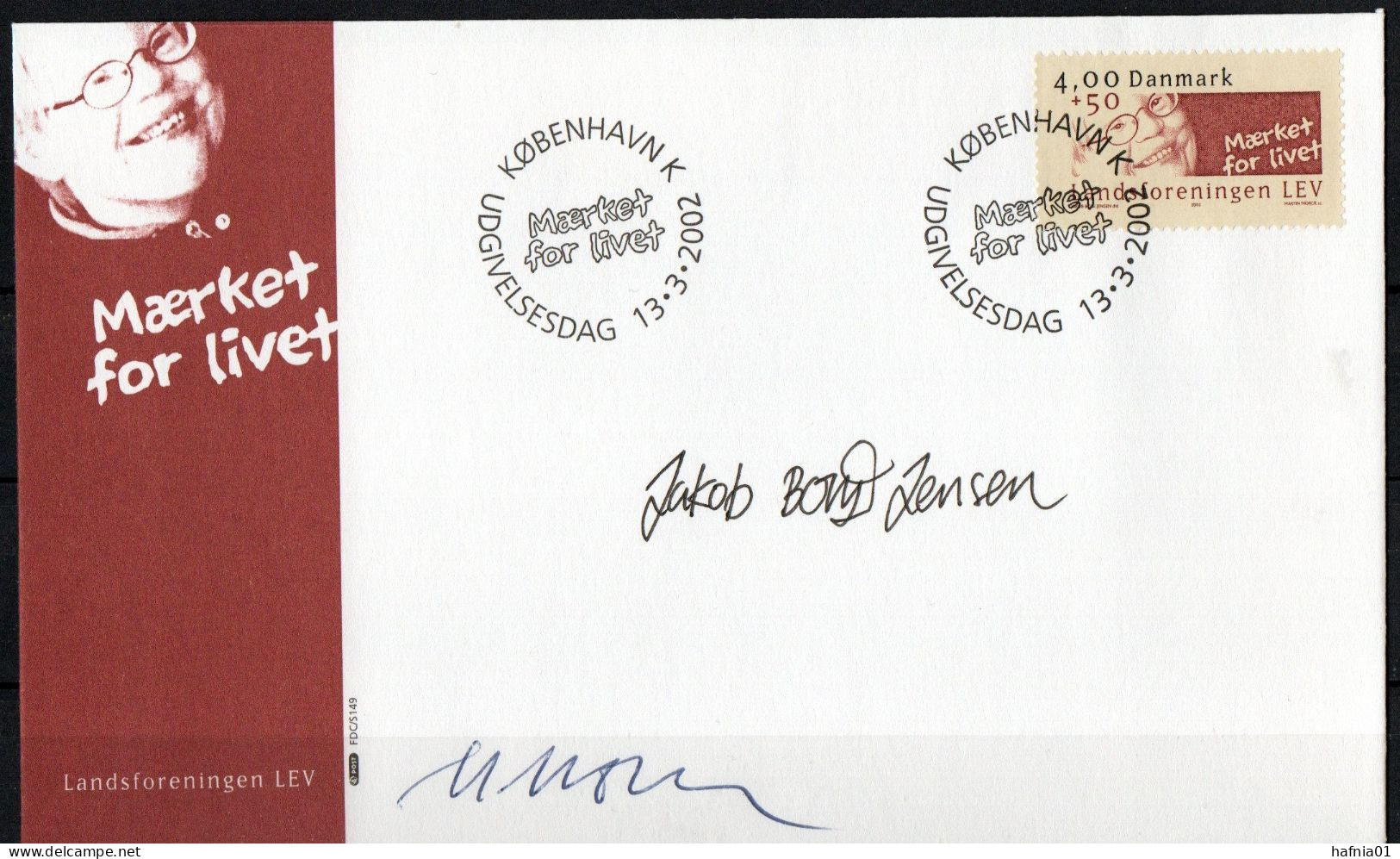 Martin Mörck. Denmark 2002. 50 Anniv National Association LEV. Michel 1305. FDC. Signed. - FDC