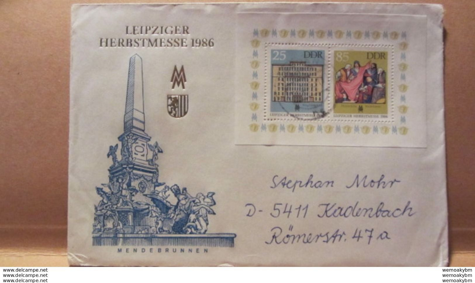 DDR: Brief Mit 25/85 Pf  Leipziger Herbstmesse 1986 Aus Dresden Auf FDC-Umschlag Knr: Block 85 - 1981-1990