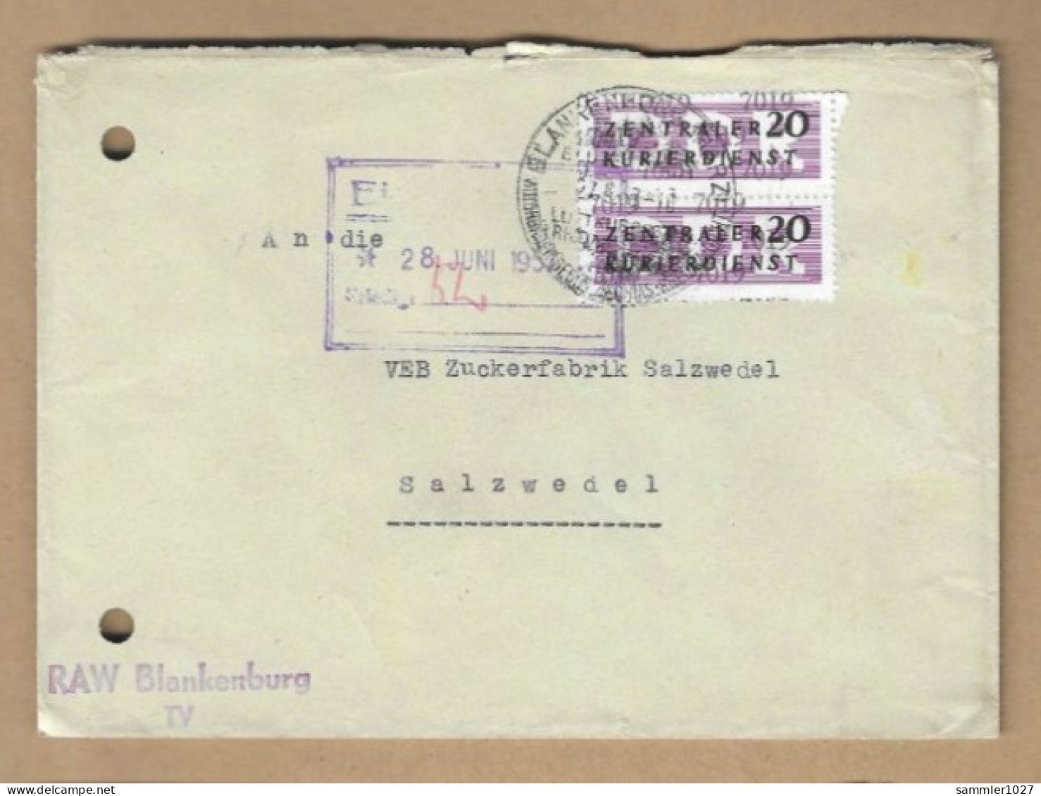 Los Vom 08.04 -  ZKD Brief Aus Blankenburg Nach Salzwedel 1857 - Service Central De Courrier