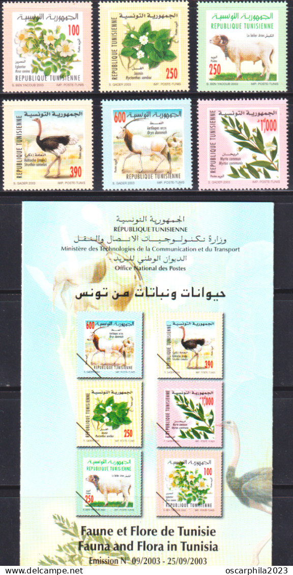 2003-Tunisie / Y&T 1489--1494 - Faune & Flore; Série Compléte - 6V / MNH***** + Prospectus - Farm