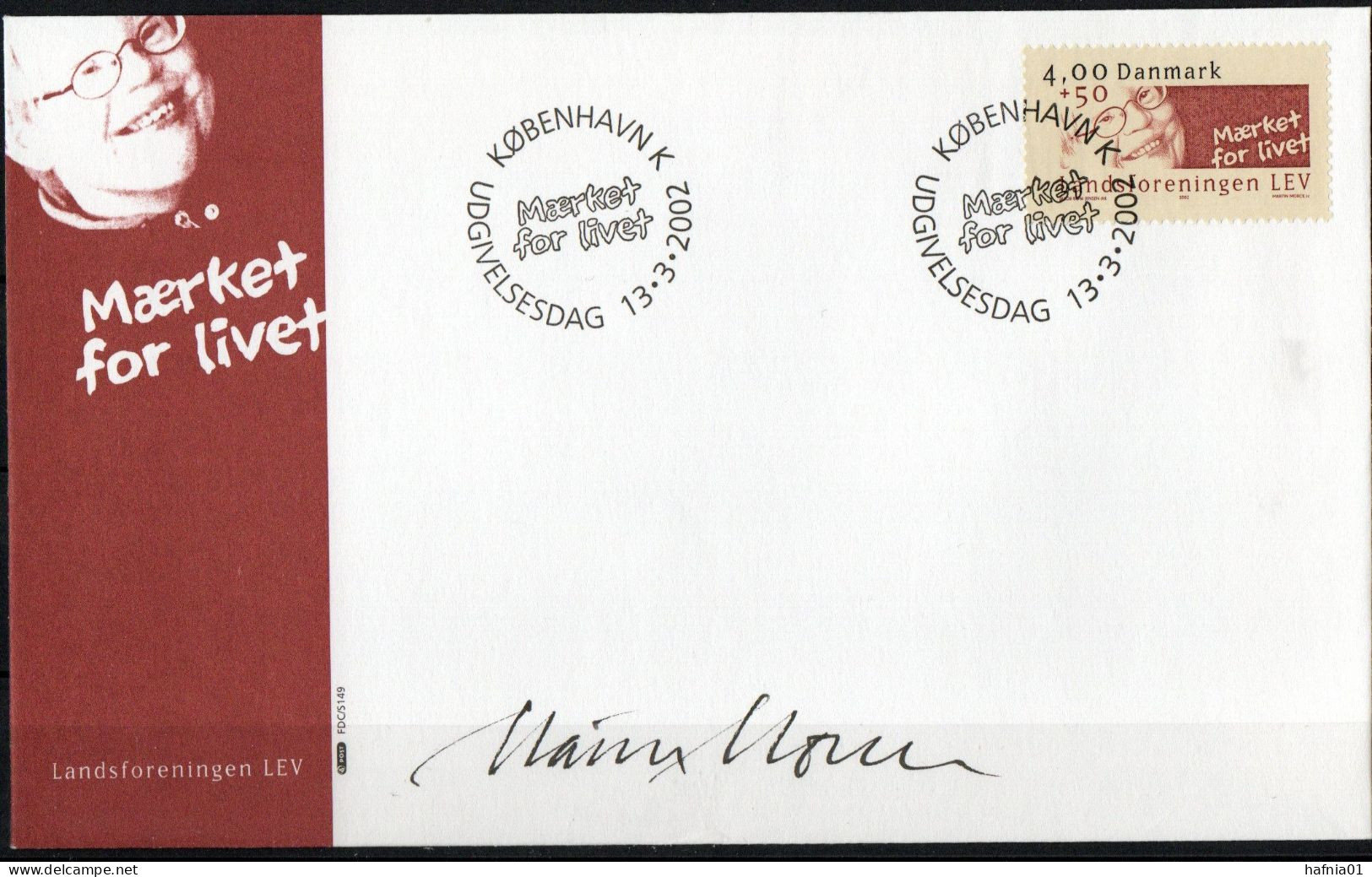 Martin Mörck. Denmark 2002. 50 Anniv National Association LEV. Michel 1305. FDC. Signed. - FDC