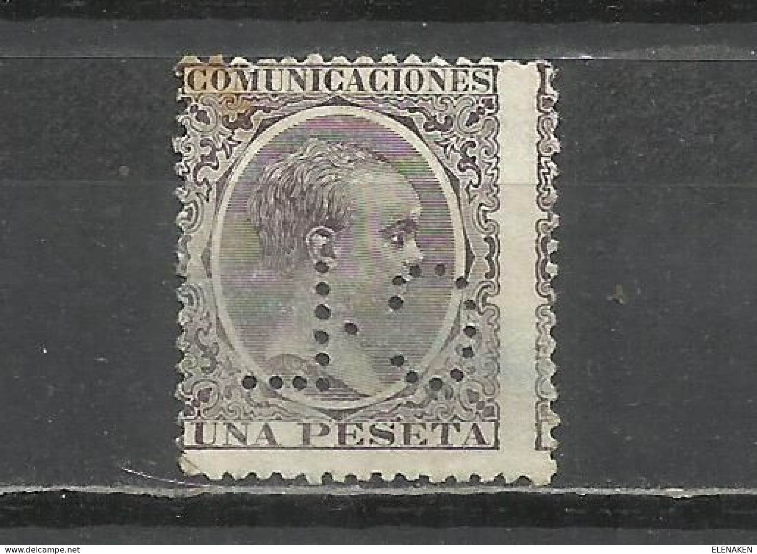 Q735B-SELLO CLASICO ALFONSO XIII 1889 Nº 226T USADO POR TELÉGRAFOS TALADRO PERFINS VALOR 8,00€ - Used Stamps