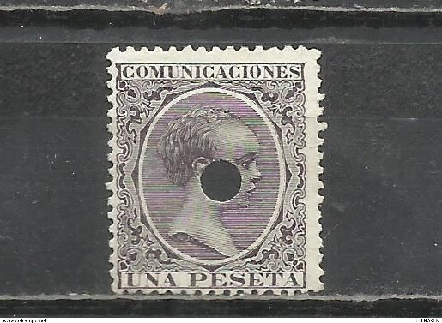 Q735D-SELLO CLASICO ALFONSO XIII 1889 Nº 226T USADO POR TELÉGRAFOS TALADRO PERFINS VALOR 8,00€ - Used Stamps