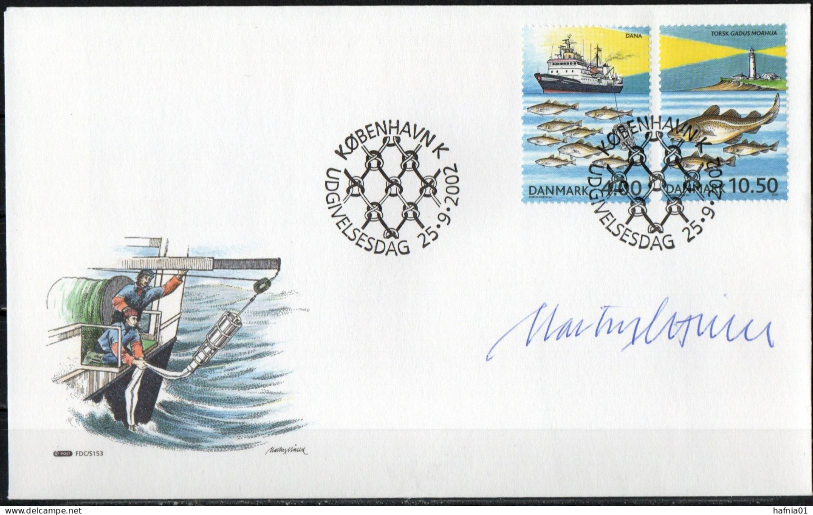 Martin Mörck. Denmark 2002. Int. Council For Marine Research. Michel 1316 - 1317. FDC. Signed. - FDC