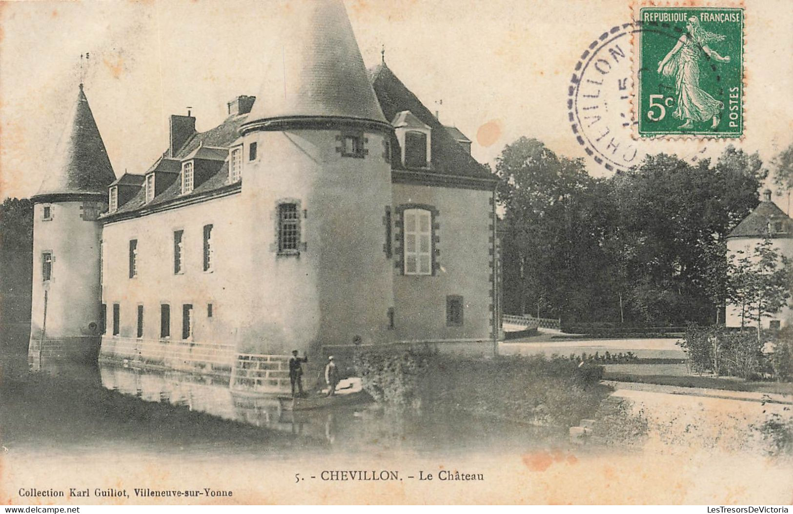 FRANCE - Chevillon - Vue Panoramique Sur Le Château - Vue De L'extérieure - Un Bateau - Animé - Carte Postale Ancienne - Chevillon