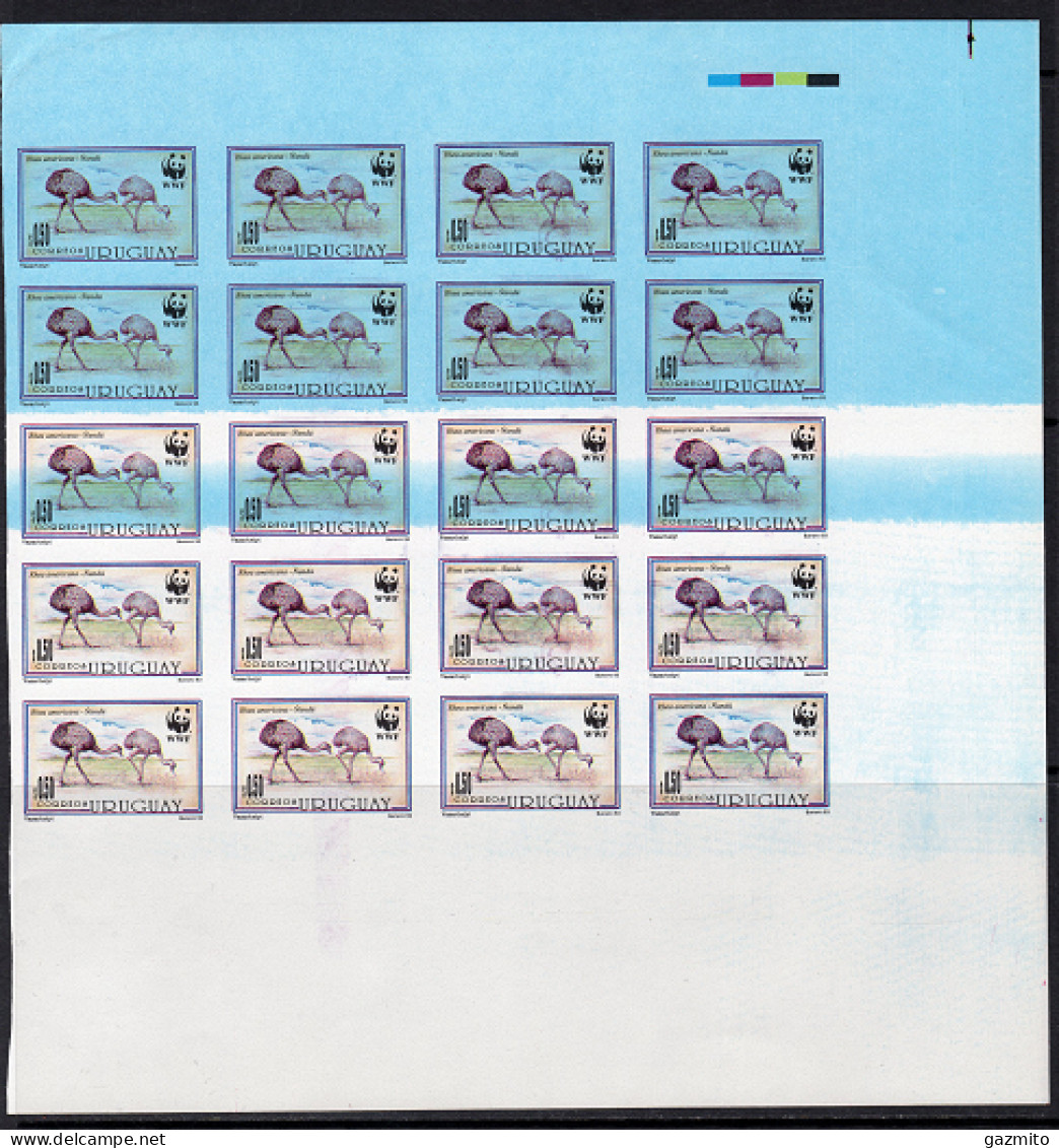 Uruguay 1993, WWF, Nandu, Sheetlet IMPERFORATED MAJOR ERROR - Unused Stamps