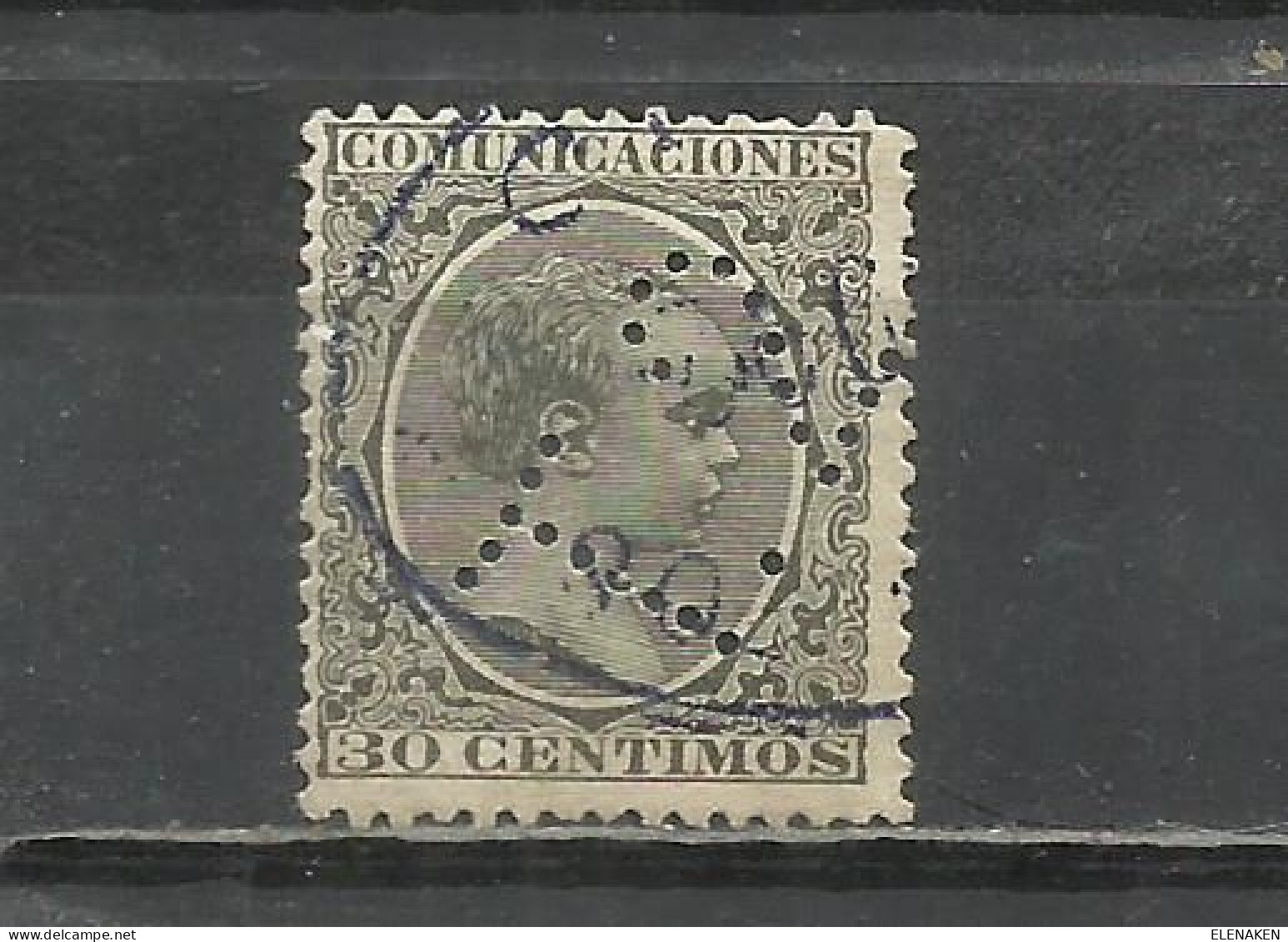 Q735E-SELLO CLASICO ALFONSO XIII 1889 Nº 222T USADO POR TELÉGRAFOS TALADRO   USADO POR TELÉGRAFOS TALADRO PERFINS , SI R - Used Stamps