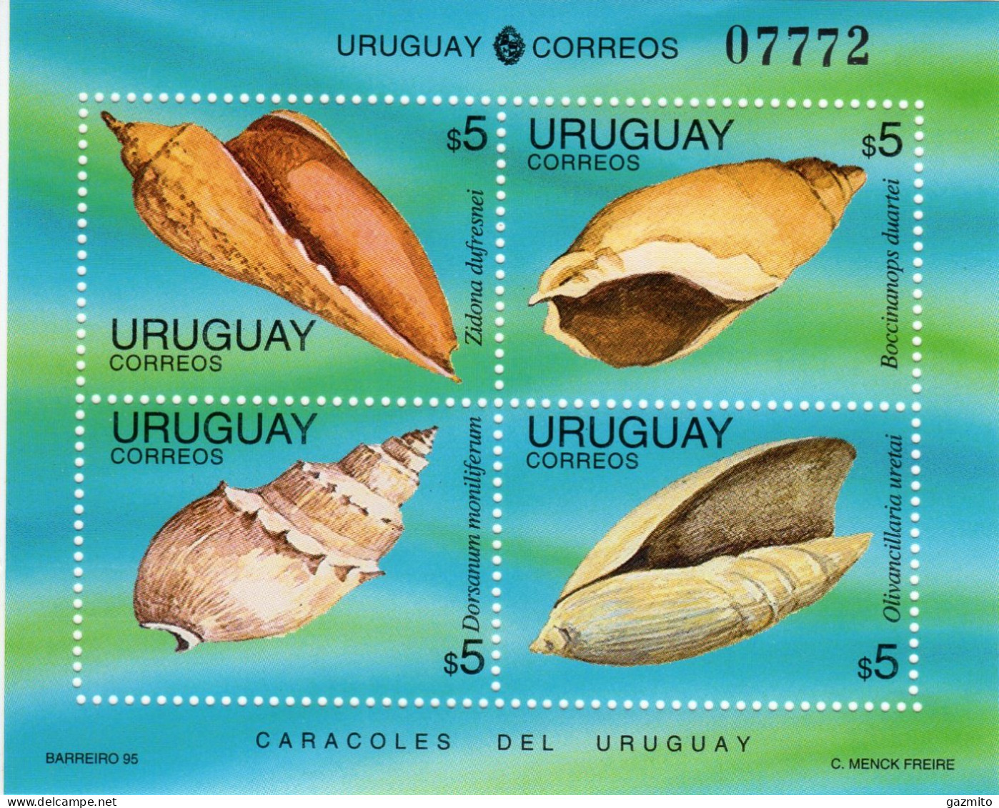 Uruguay 1995, Shells, Block - Uruguay