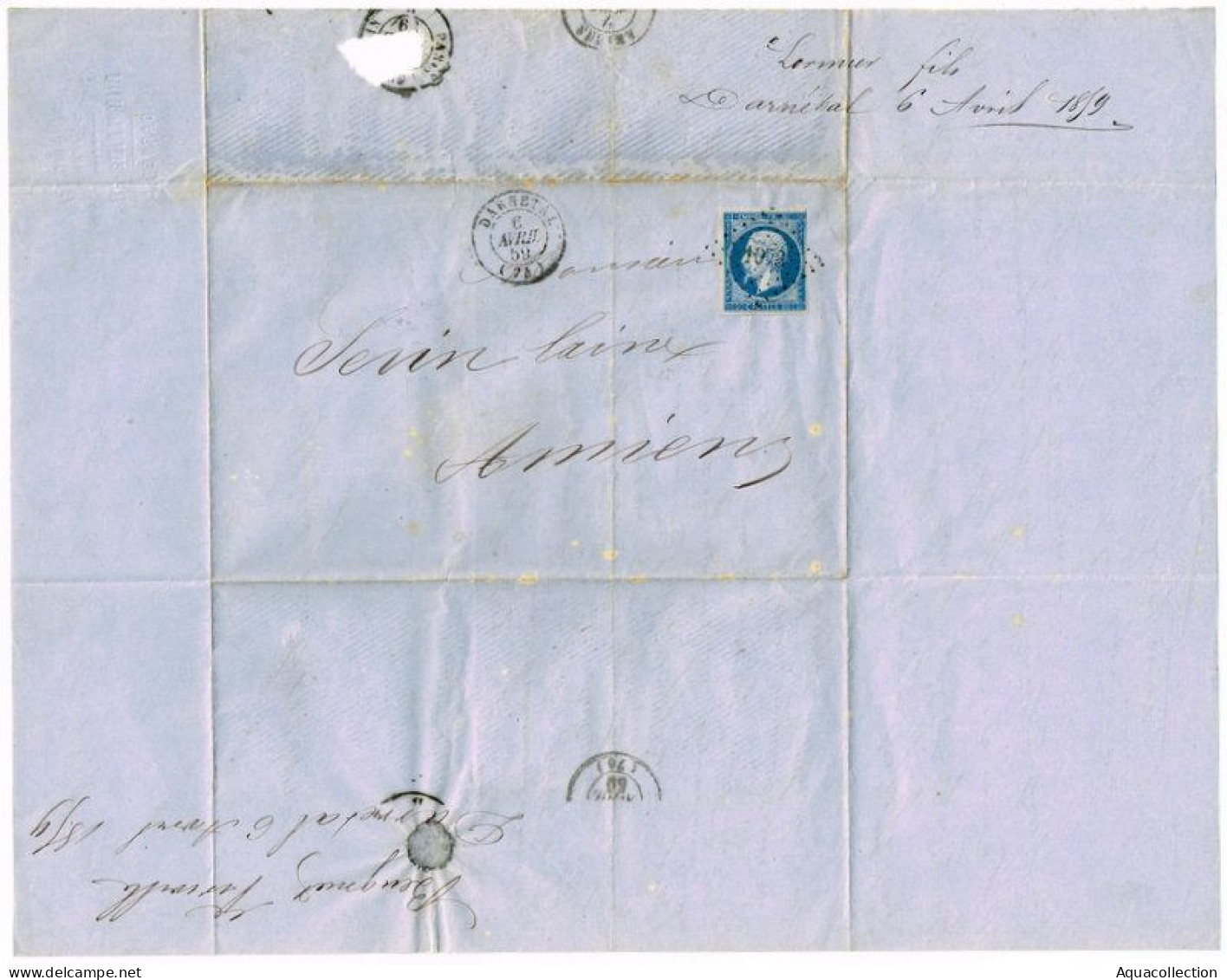 DARNETAL 76. Courrier Du 6 Avril 1859 Pour Amiens 80 - Darnétal