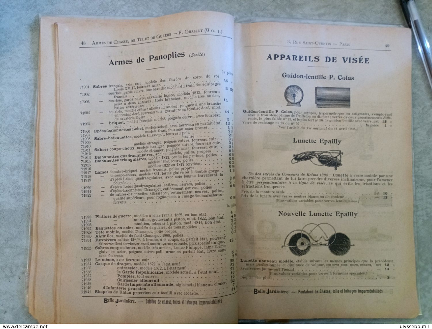 Catalogue Armes Et Munitions F.Grasset Paris 1910 - Francia