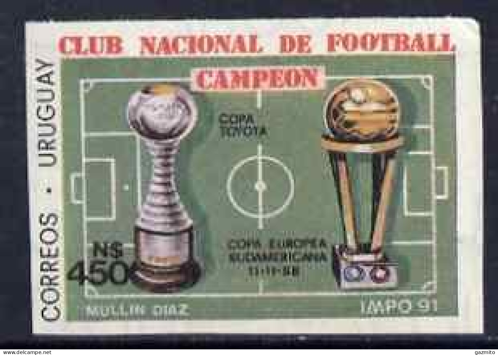 Uruguay 1991, National Football League Cup Winners, TROPHIES, 1Val IMPERFORATED - Uruguay