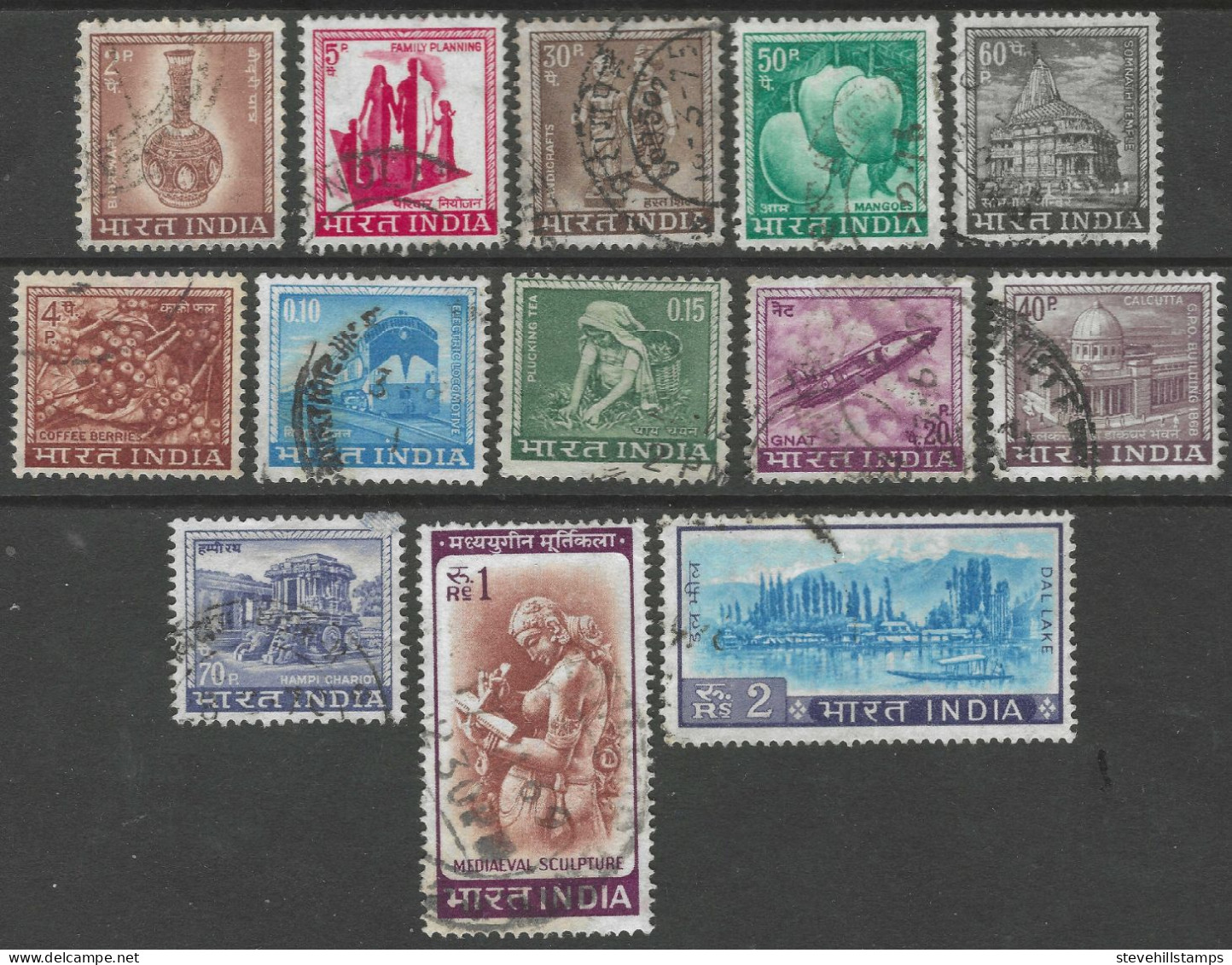 India. 1965-75 Definitives. 13 Used Values To 2r. SG 504etc. M4022 - Oblitérés