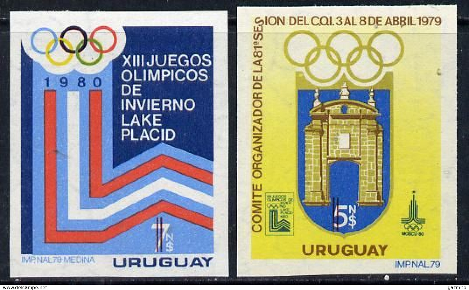 Uruguay 1980, Olympic Games In Moscow And Salt Lake City, 2val IMPERFORATED - Summer 1980: Moscow