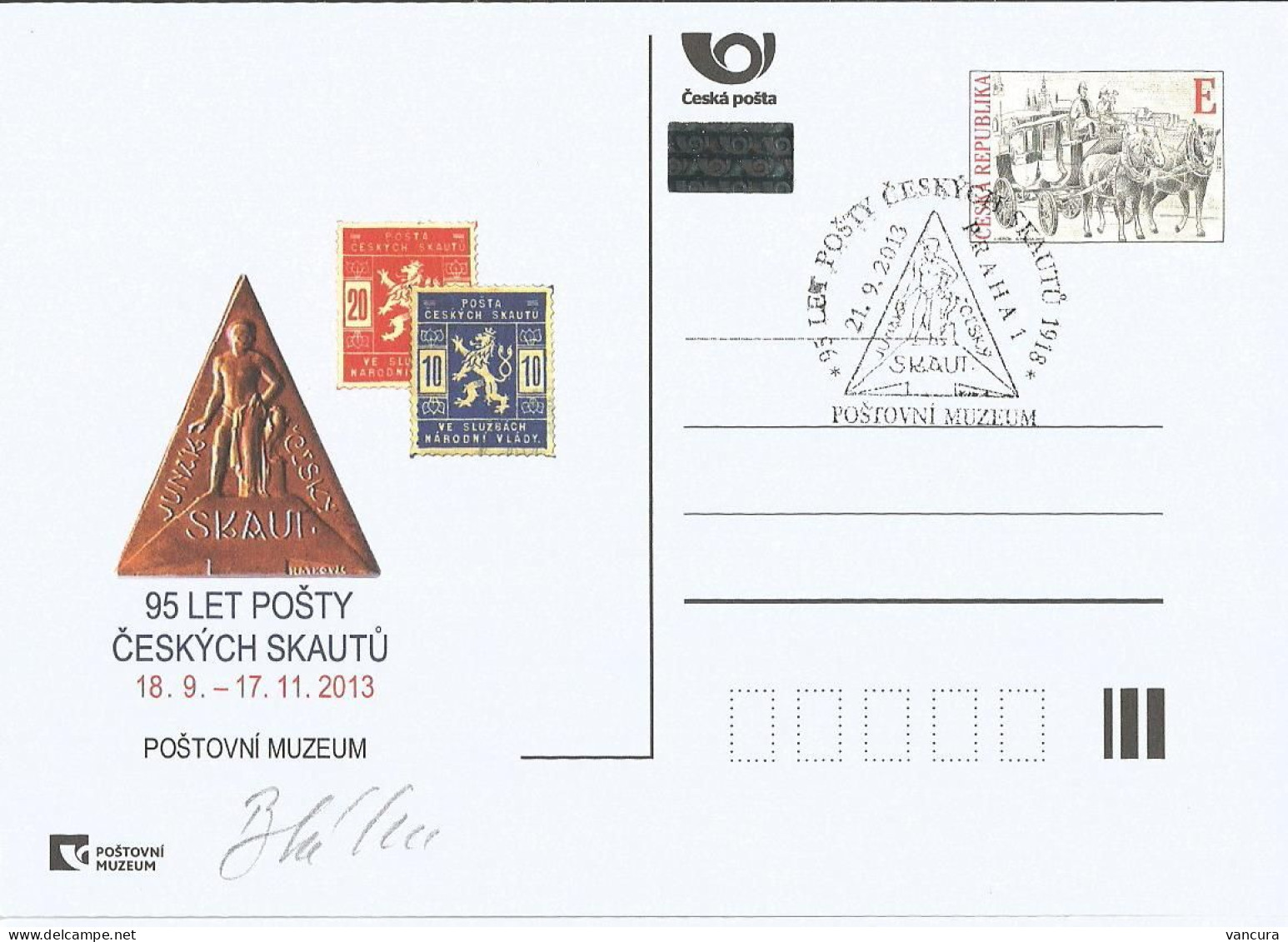 Post Museum PM 95 Czech Republic 95 Years Of The Czech Scout Post 2013 Lion - Other & Unclassified