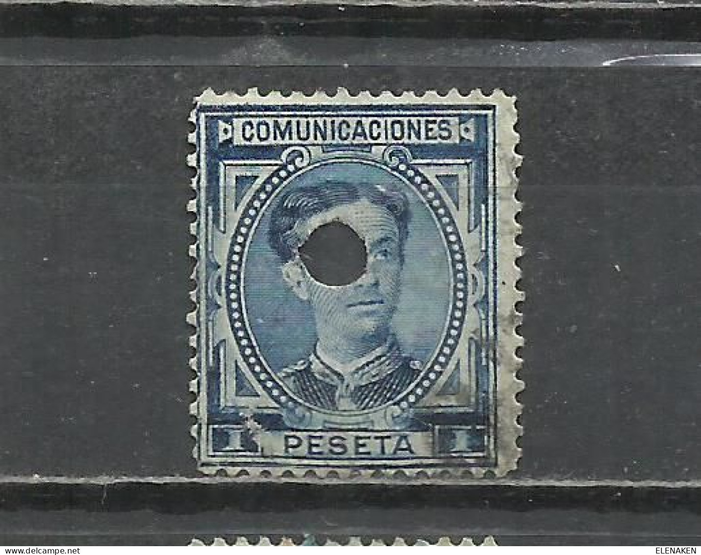 Q735L-SELLO CLASICO ALFONSO XII 1876 Nº 180T USADO POR TELÉGRAFOS TALADRO       USADO POR TELÉGRAFOS TALADRO PERFINS , S - Used Stamps