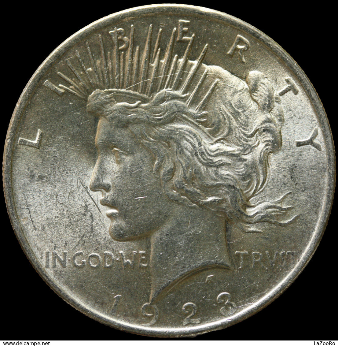 LaZooRo: United States Of America 1 Peace Dollar 1923 UNC Die Ctrack - Silver - 1921-1935: Peace (Paix)