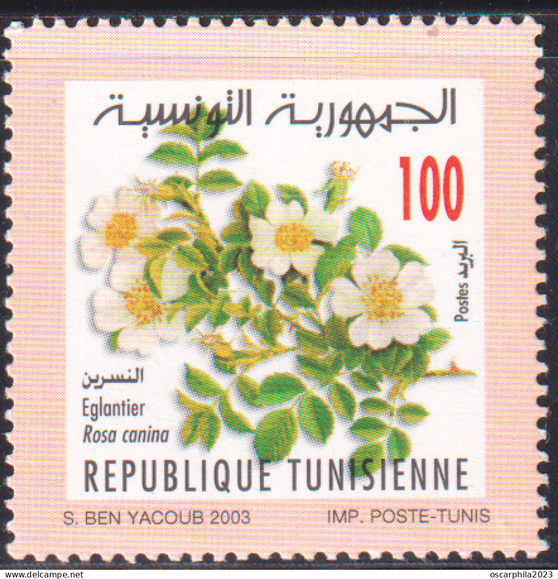 2003-Tunisie / Y&T 1489--  Faune & Flore; Fleurs D'Eglantier - 1V / MNH***** - Roses