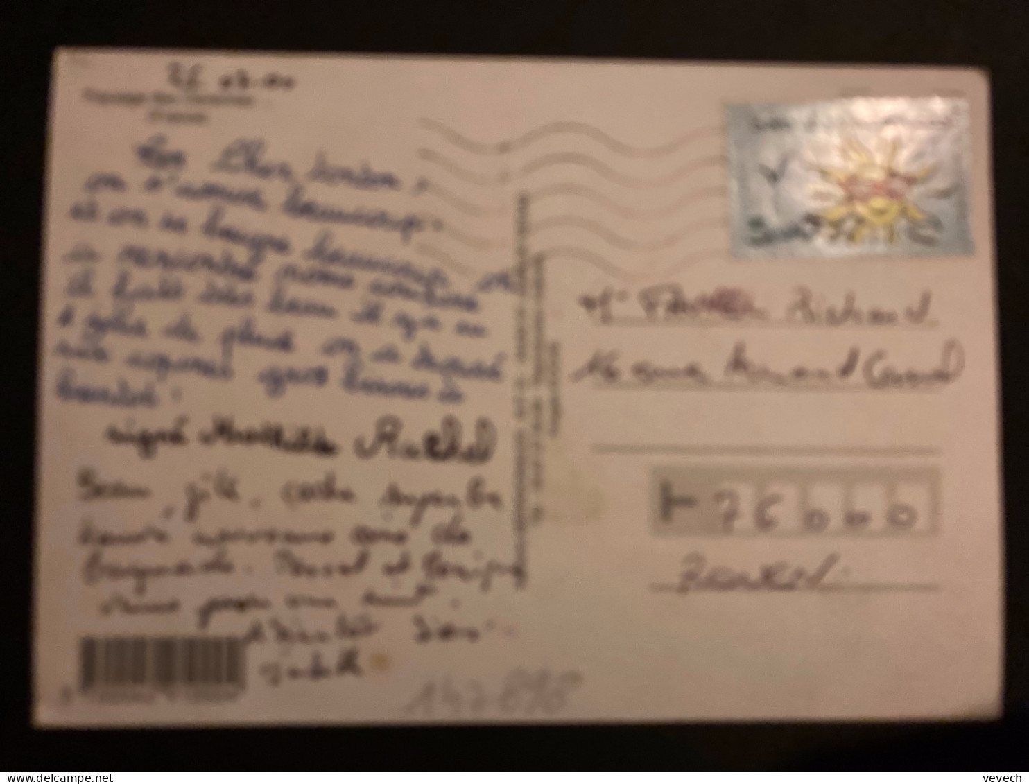 CP BONNES VACANCES 3,00 OBL.MEC.26-7 00 48 STE CROIX VALLEE FR LOZERE - Storia Postale