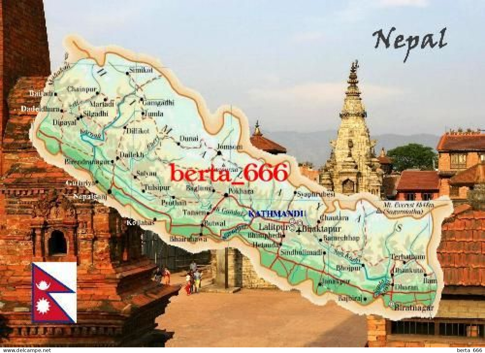 Nepal Country Map New Postcard * Carte Geographique * Landkarte - Nepal