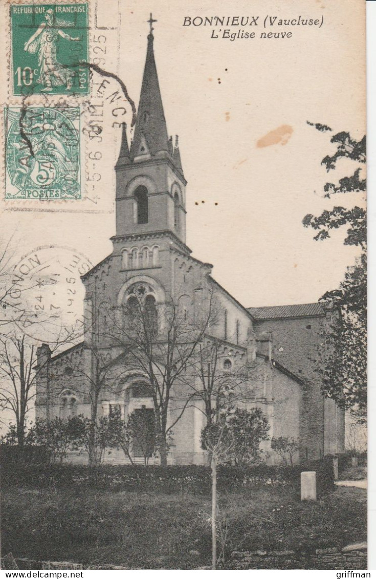 BONNIEUX L'EGLISE NEUVE 1925 TBE - Bonnieux