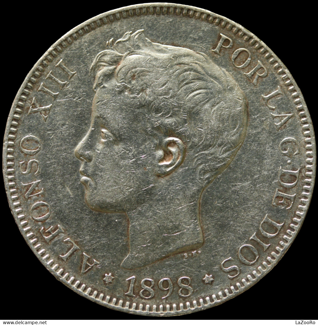 LaZooRo: Spain 5 Pesetas 1898 XF - Silver - Eerste Muntslagen