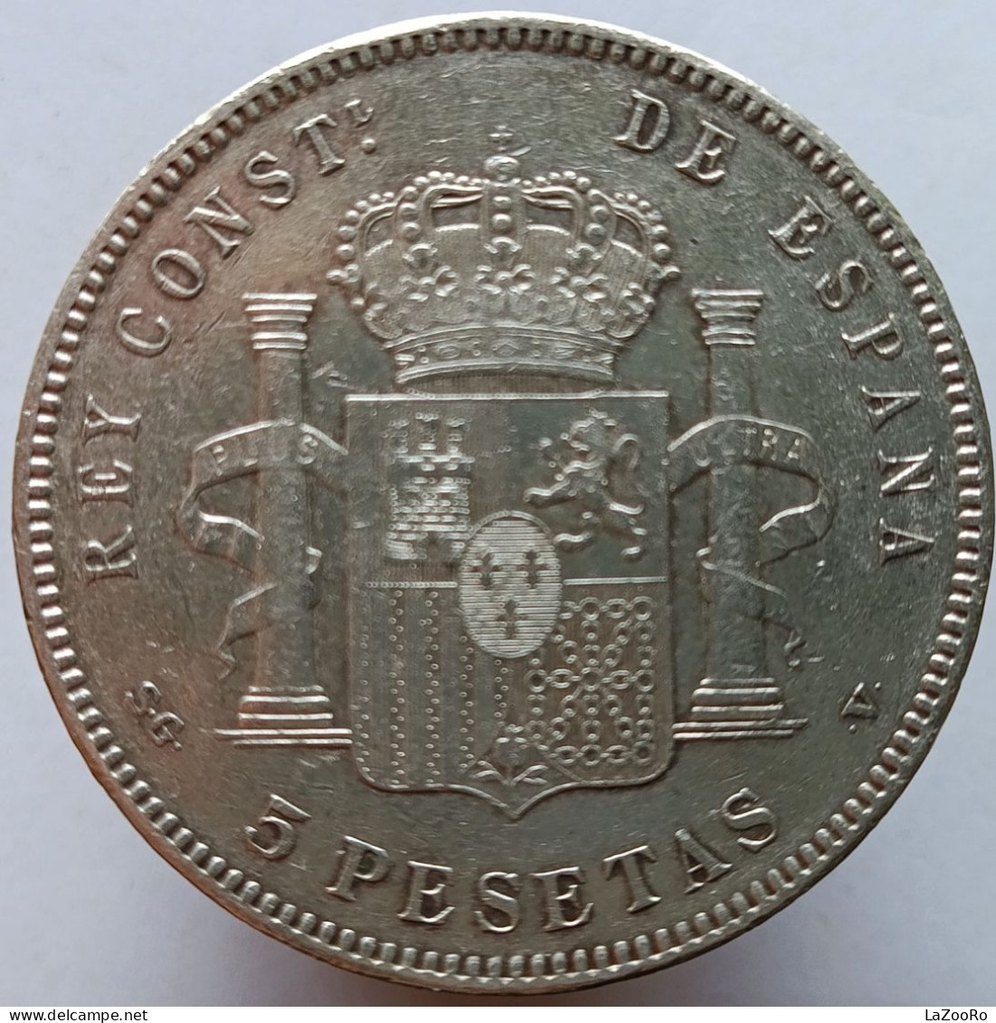 LaZooRo: Spain 5 Pesetas 1898 XF - Silver - Premières Frappes