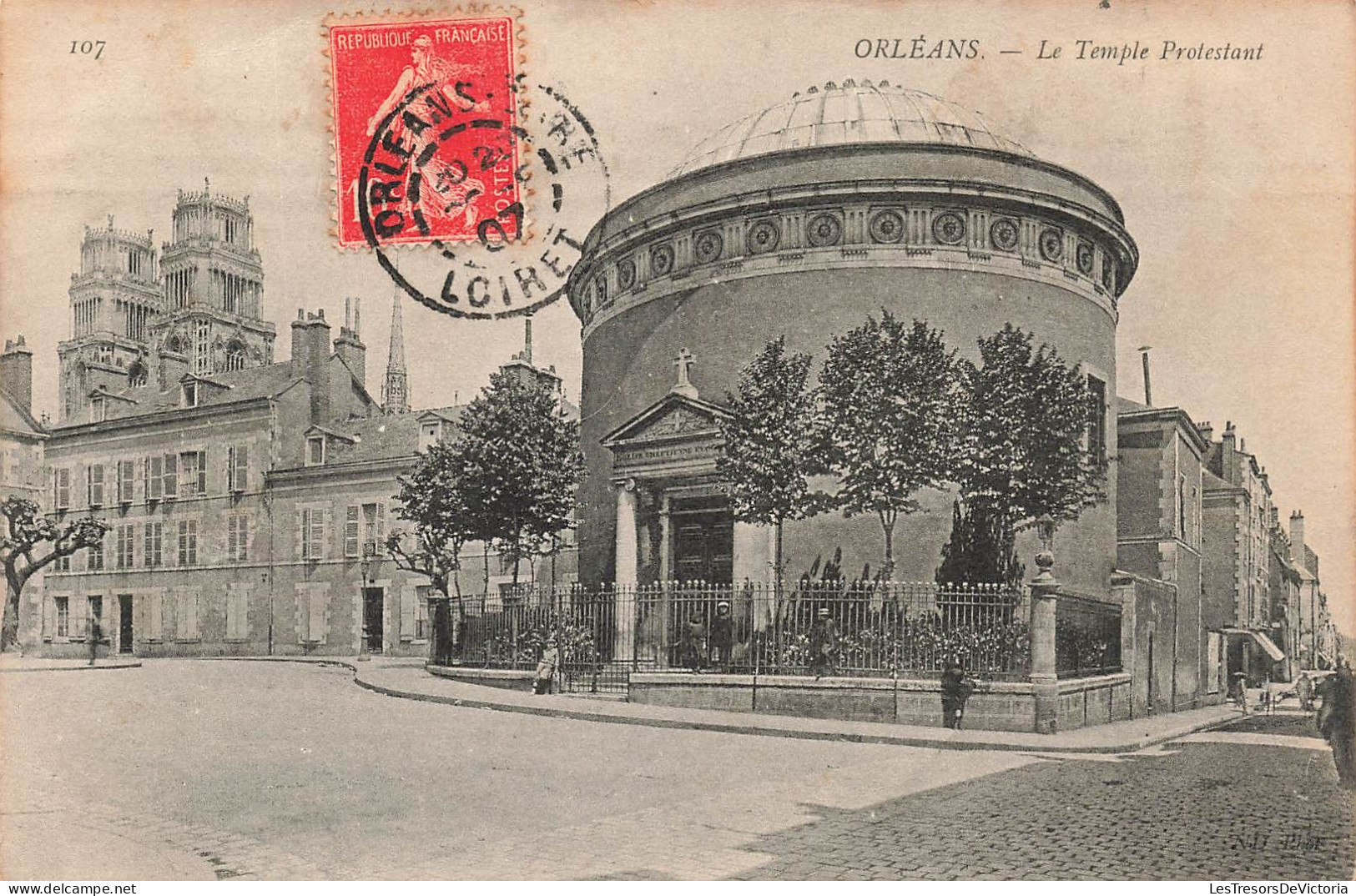 FRANCE - Orléans - Vue Sur Le Temple Protestant - Vue Générale - Face à L'entrée - Animé  - Carte Postale Ancienne - Orleans