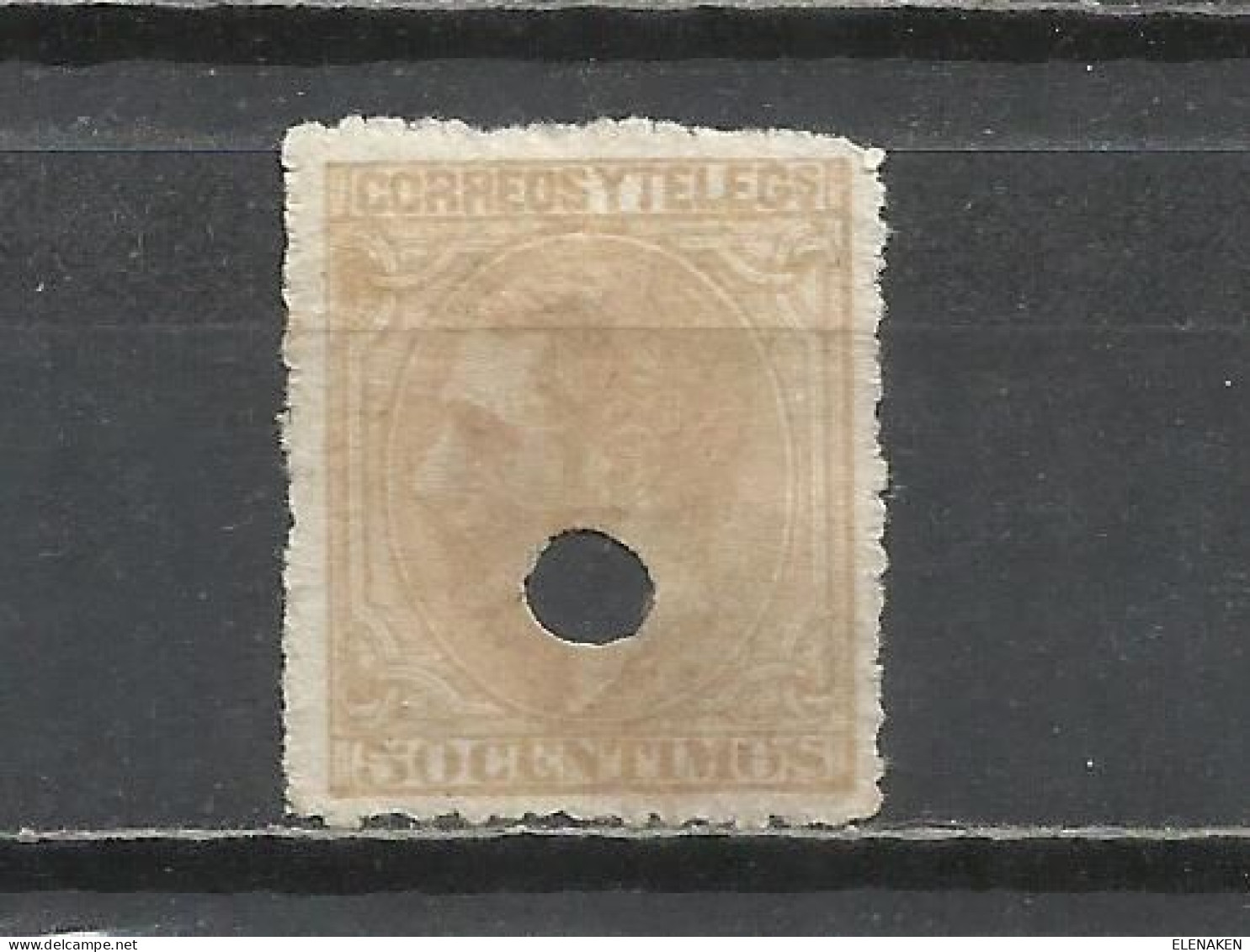 Q735P-SELLO CLASICO ALFONSO XII 1879 Nº 206 USADO POR TELÉGRAFOS TALADRO PERFINS         USADO POR TELÉGRAFOS TALADRO PE - Used Stamps