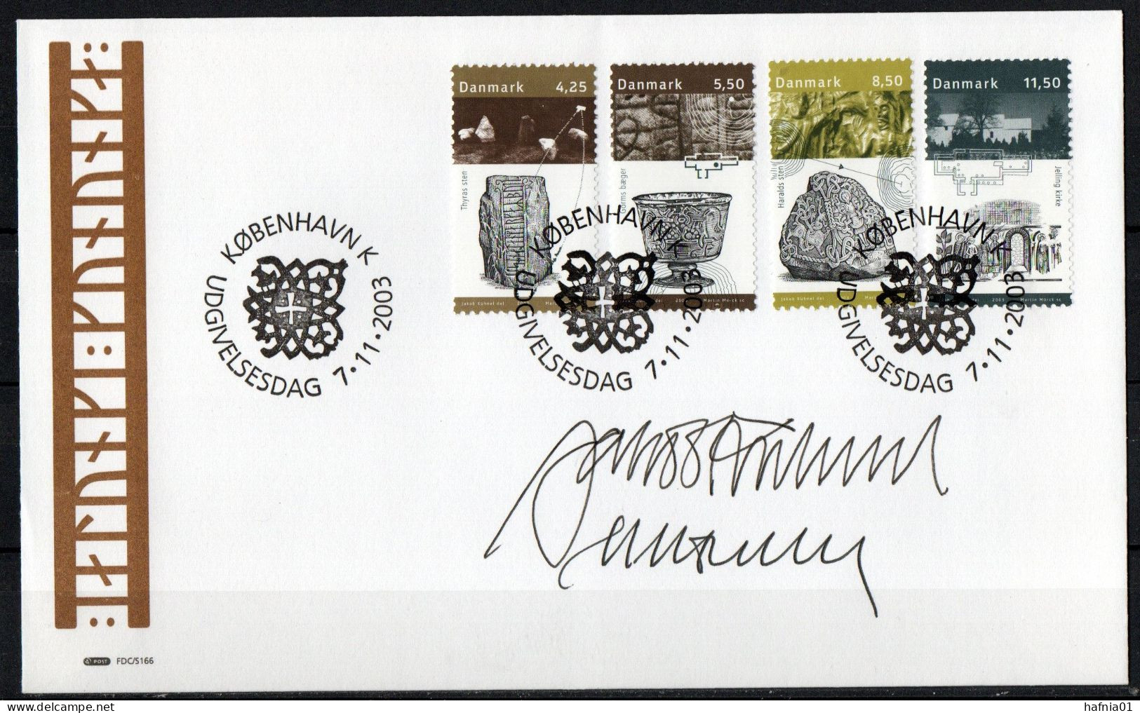 Martin Mörck. Denmark 2003. Cultural History Museum "the Jelling Of The Kings". Michel 1350 - 1353. FDC. Signed. - FDC