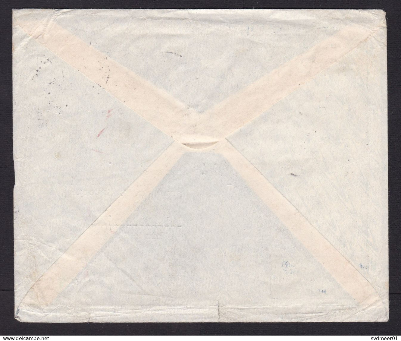Belgian Congo: Airmail Cover To USA, 2 Stamps, Soldier, Military, Gun, Red Jusqu'a Bar Cancel (minor Damage) - Storia Postale