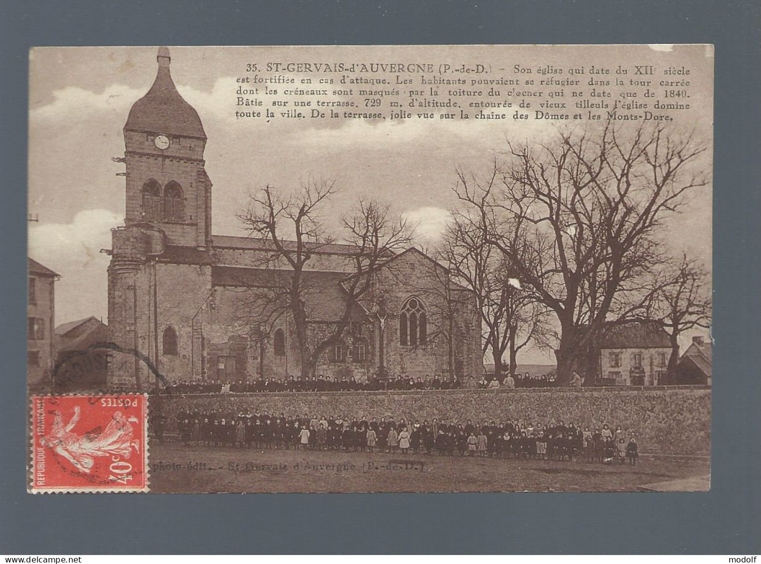 CPA - 63 - St-Gervais-d'Auvergne - (Eglise) - Animée - Circulée En 1928 - Saint Gervais D'Auvergne