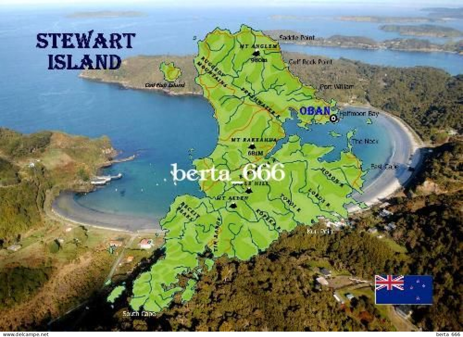 New Zealand Stewart Island Map New Postcard * Carte Geographique * Landkarte - New Zealand