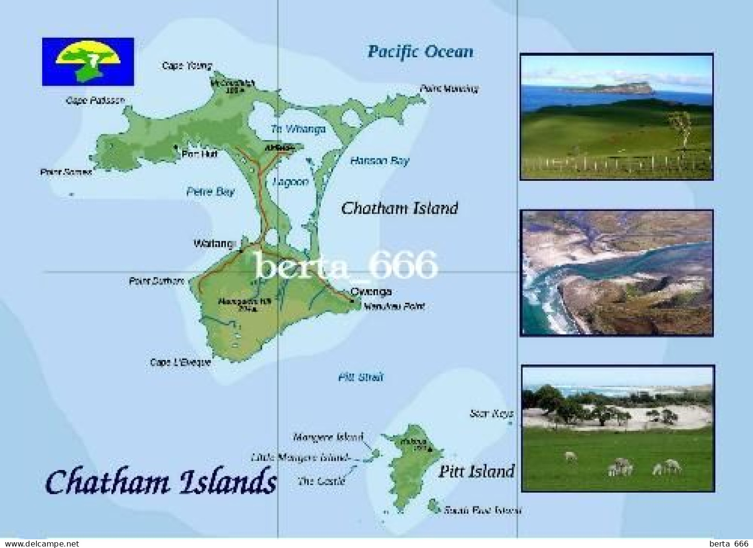 New Zealand Chatham Islands Map New Postcard * Carte Geographique * Landkarte - New Zealand