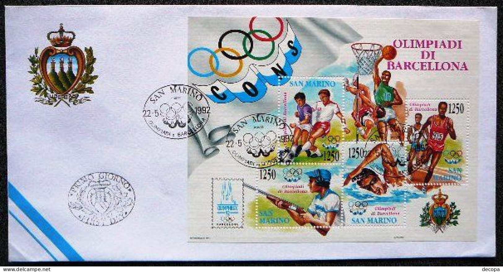 (dcos-454)  San Marino   1992    Mi BF 15   FDC - Verano 1992: Barcelona