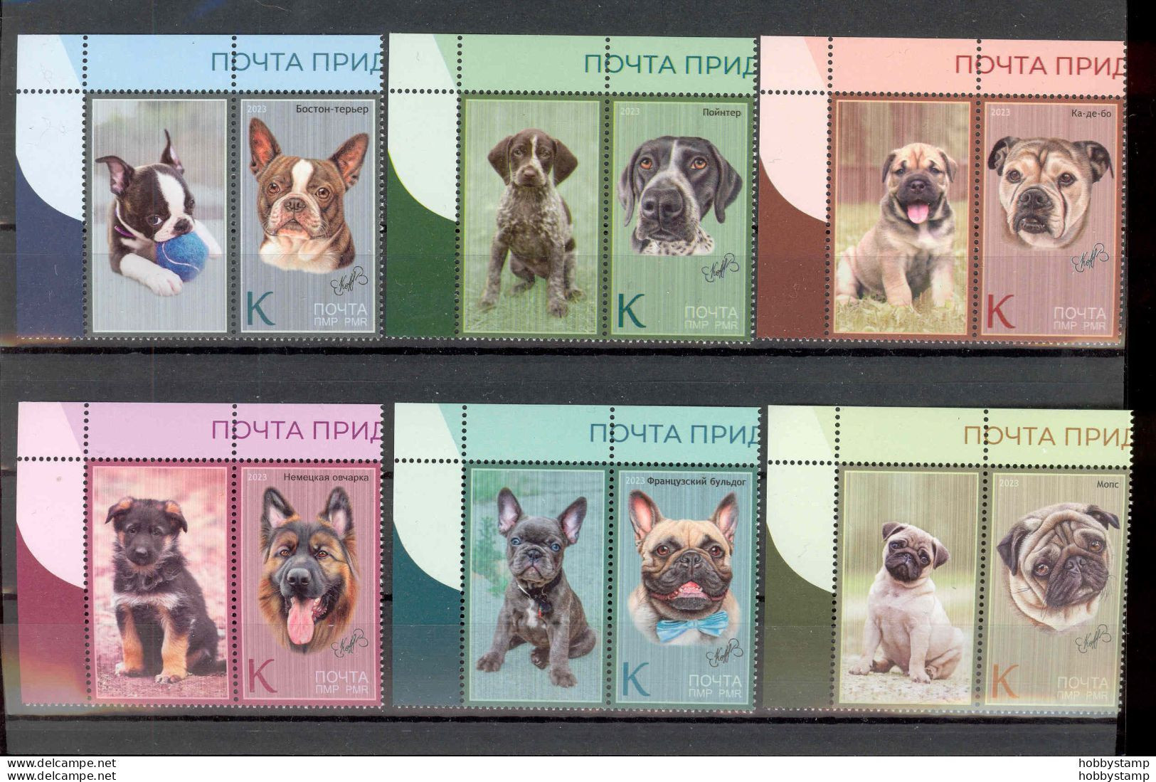 Label Transnistria 2023 Dog Breeds 6v**MNH  + 6 Labels - Etichette Di Fantasia