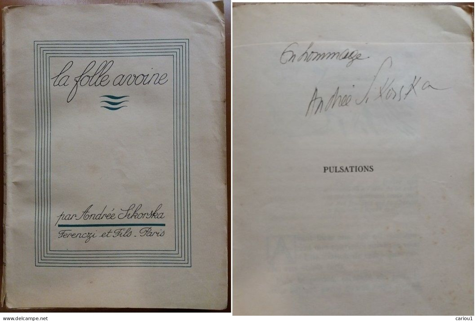 C1  Andree SIKORSKA La FOLLE AVOINE 1929 DEDICACE Envoi SIGNED EO Numerote Sur 2500  PORT INCLUS France - Livres Dédicacés