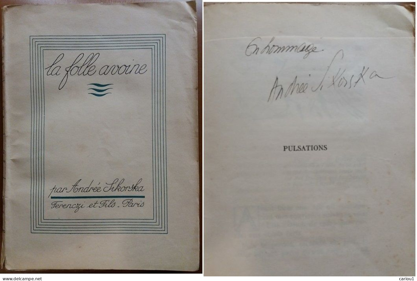 C1  Andree SIKORSKA La FOLLE AVOINE 1929 DEDICACE Envoi SIGNED EO Numerote Sur 2500  PORT INCLUS France - Gesigneerde Boeken