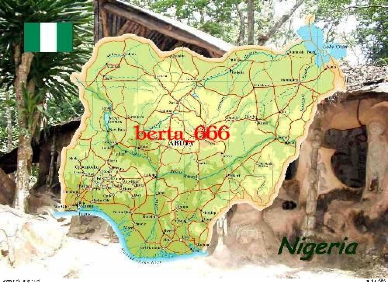 Nigeria Country Map New Postcard * Carte Geographique * Landkarte - Nigeria